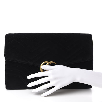 Gucci Velvet Matelasse GG Marmont Clutch Black 2 of 10