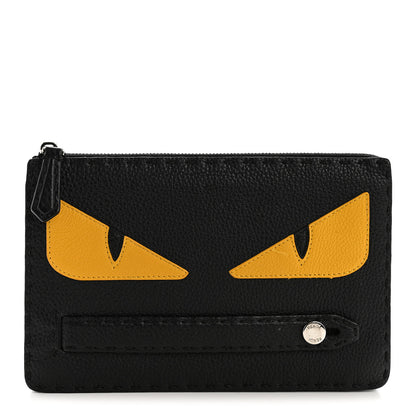 Fendi Cuoio Romano Selleria Monster Eyes Inlay Slim Clutch Black Sunflower 1 of 8