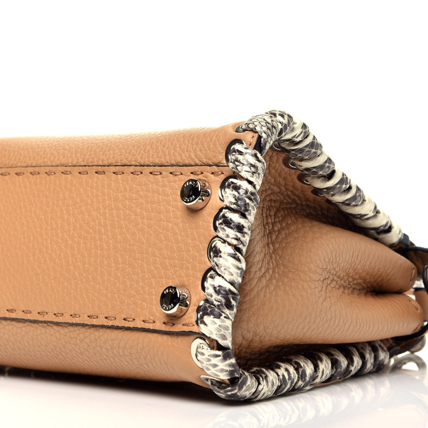 Cuoio Romano Selleria Elaphe Lace Up Mini Peekaboo Iconic Satchel Miele Scuro Natural