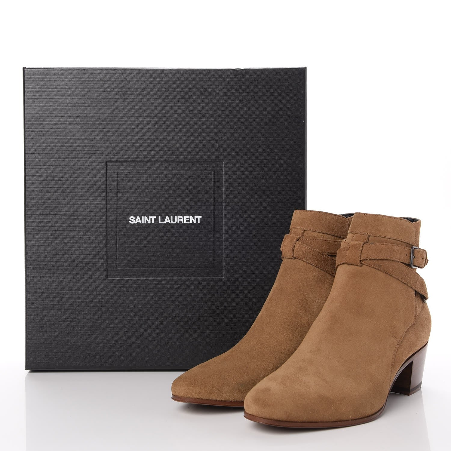 Saint Laurent Suede Blake Ankle Boots 37 New Sigaro 10 of 10