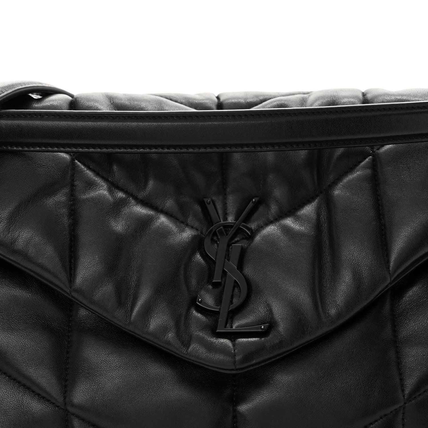 Saint Laurent Lambskin Quilted Monogram Monochrome Medium Loulou Puffer Chain Satchel Black 8 of 10