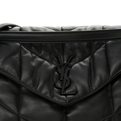 Saint Laurent Lambskin Quilted Monogram Monochrome Medium Loulou Puffer Chain Satchel Black 8 of 10