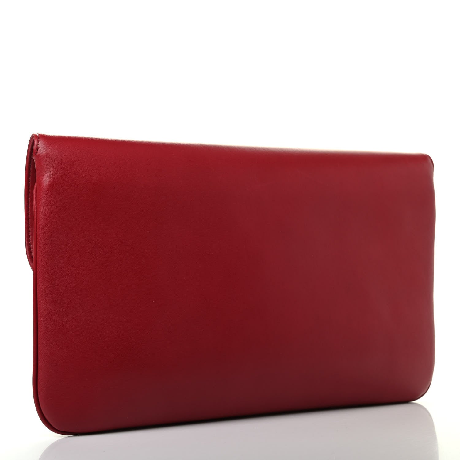 Chanel Lambskin Quilted CC Unchained Clutch Red 3 of 9