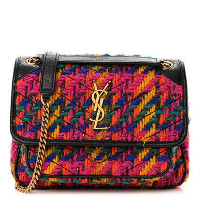 Saint Laurent Tweed Calfskin Matelasse Monogram Baby Niki Chain Satchel Multicolor 1 of 11