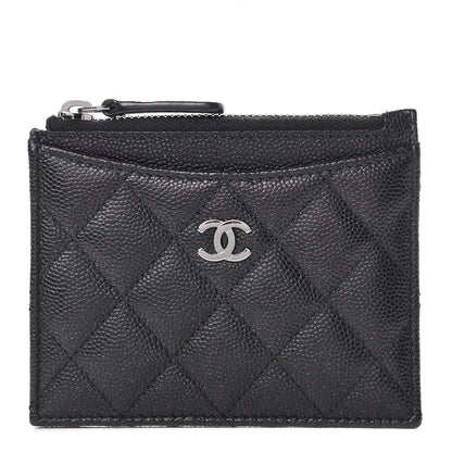 Chanel Iridescent Caviar Quilted CC Zip Card Holder Black 1 of 9