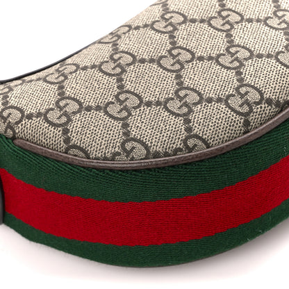Gucci GG Supreme Monogram Textured Calfskin Web Mini Ophidia Half Moon Hobo Beige Ebony New Acero 9 of 10