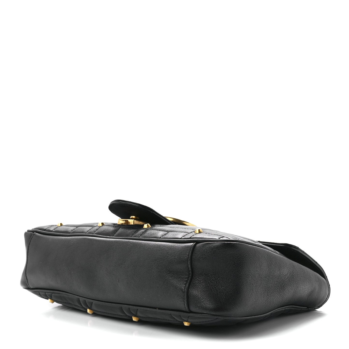 Calfskin Matelasse Studded Medium GG Marmont Shoulder Bag Black