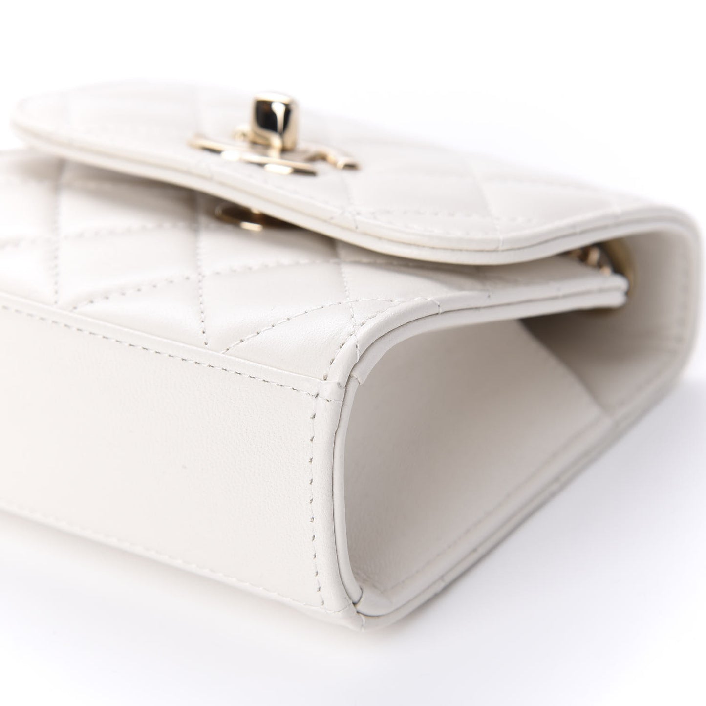 Lambskin Quilted Mini Trendy CC Clutch With Chain Ecru