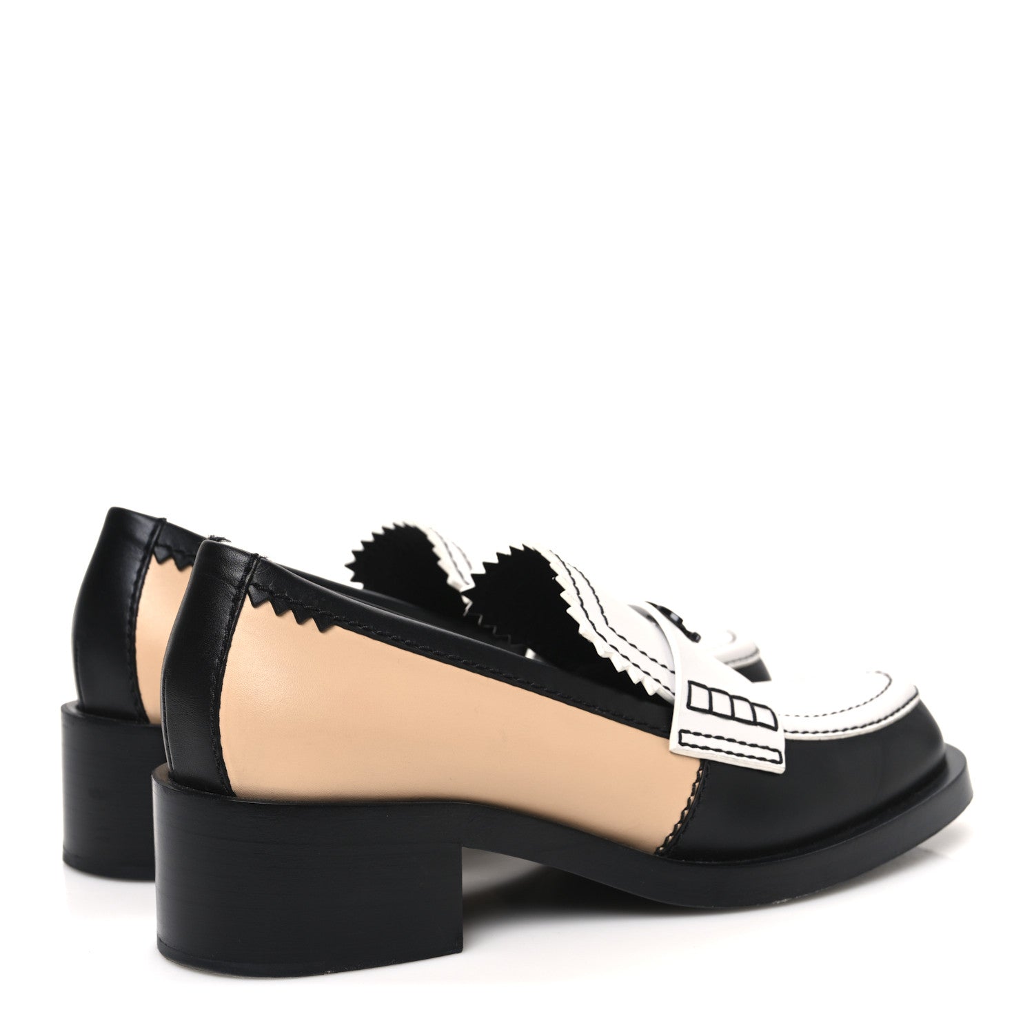 Chanel Calfskin CC Loafers 40 Black White Beige 5 of 13