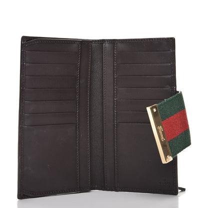 Gucci Monogram Calfskin Ladies Web Continental Wallet Beige Ebony Cocoa 5 of 9