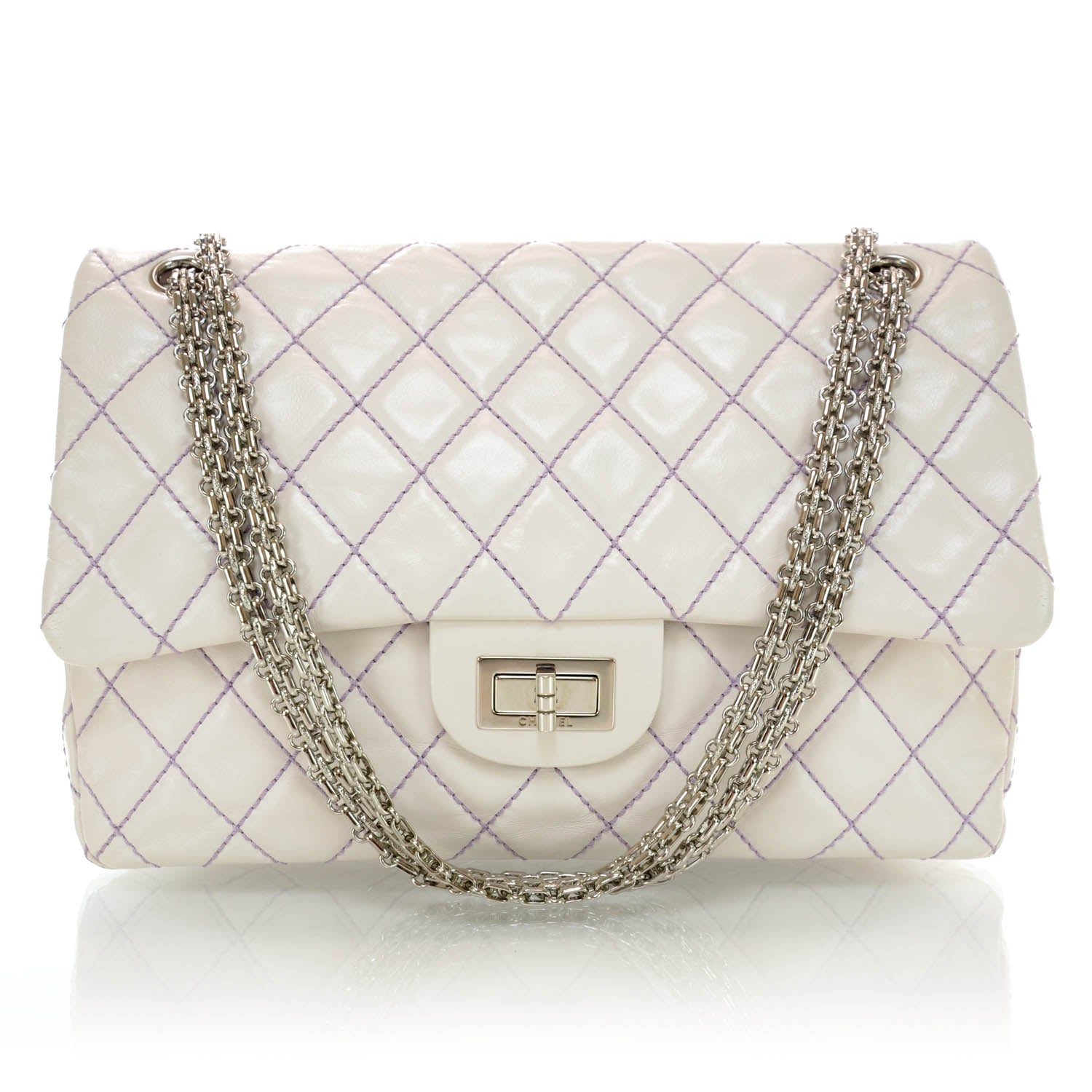 Chanel Calfskin Lilac Surpique 2.55 Reissue 226 Flap Ivory 1 of 8