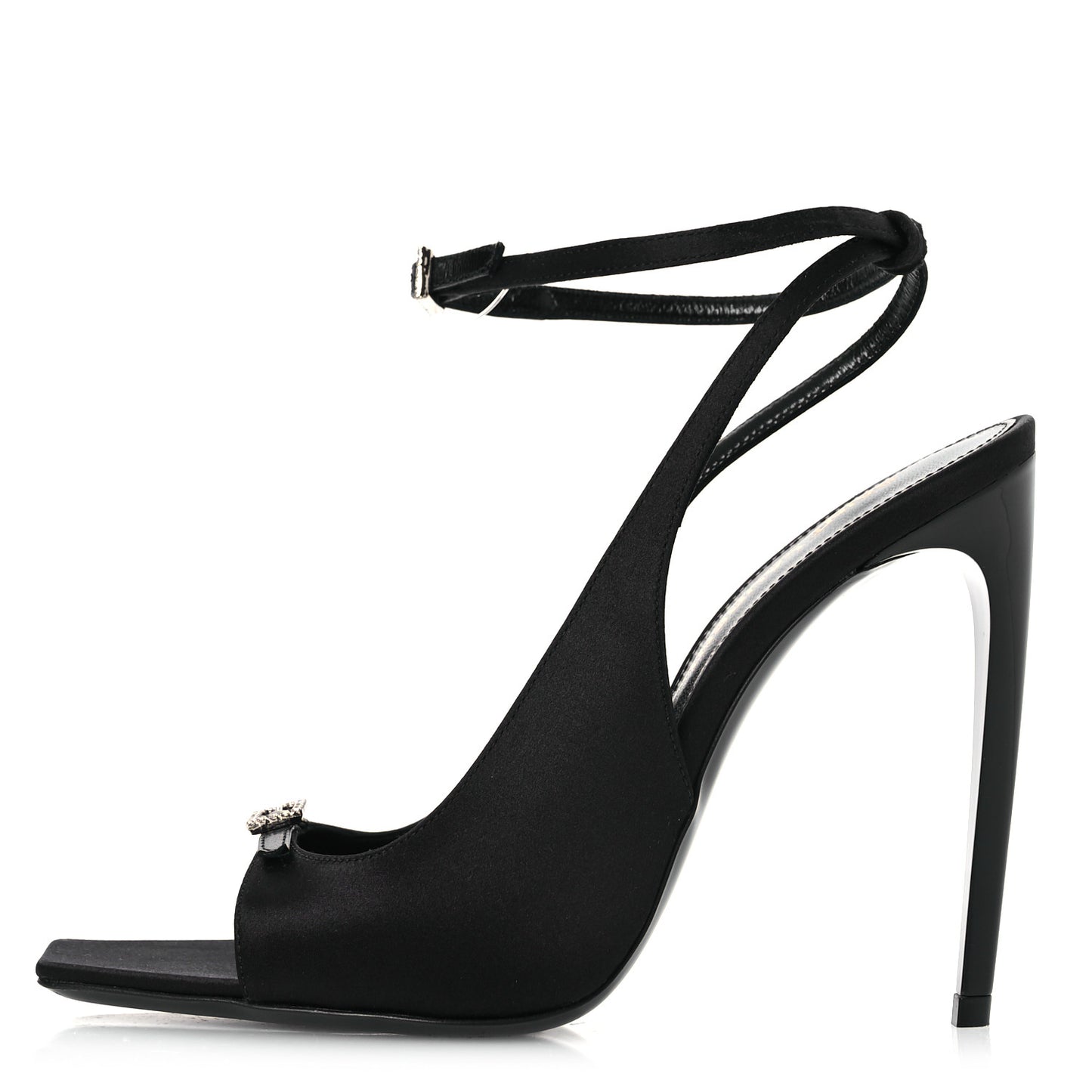 Crepe Satin Melody 105 Ankle Strap Sandals 36 Black