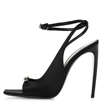Saint Laurent Crepe Satin Melody 105 Ankle Strap Sandals 36 Black 1 of 12