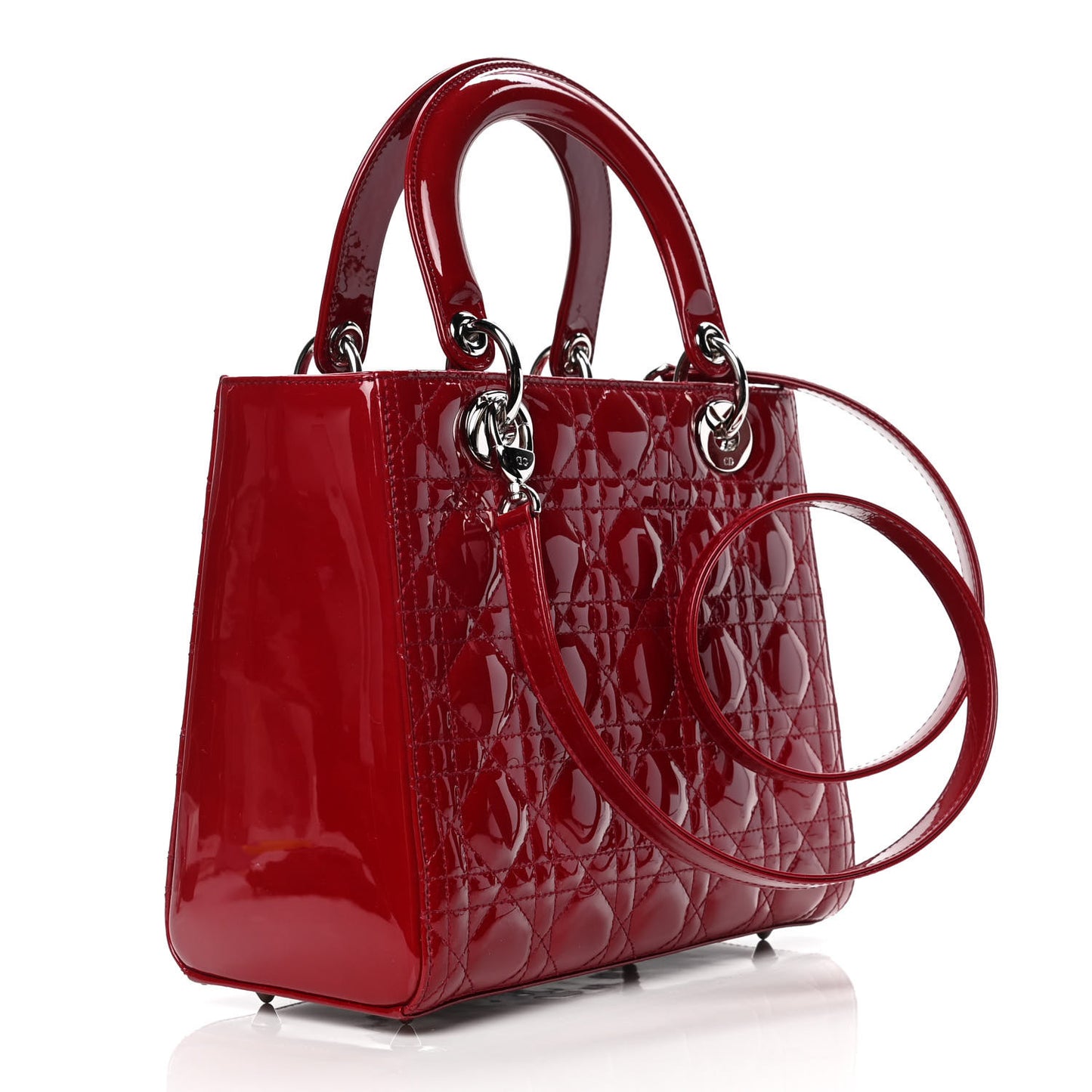Patent Cannage Medium Lady Dior Red