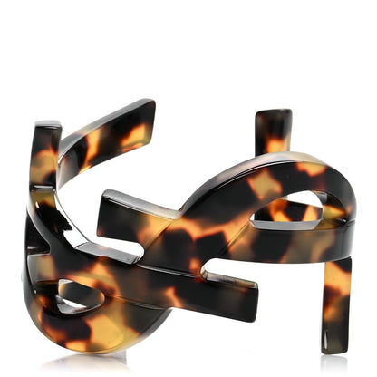 Saint Laurent Resin Monogram Medium Cuff Bracelet Tortoise 1 of 4