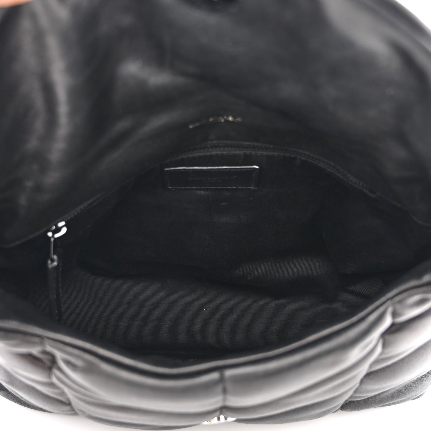 Lambskin Quilted Monogram Monochrome Small Loulou Puffer Chain Satchel Black
