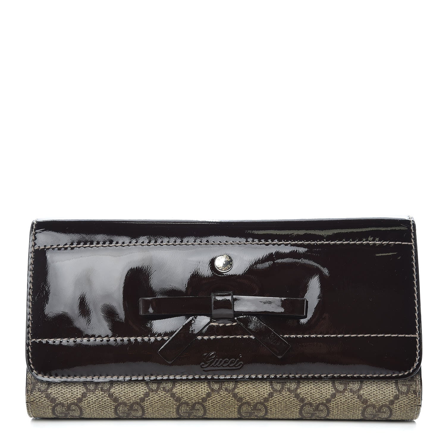 Gucci Patent Monogram Continental Wallet Brown 1 of 12