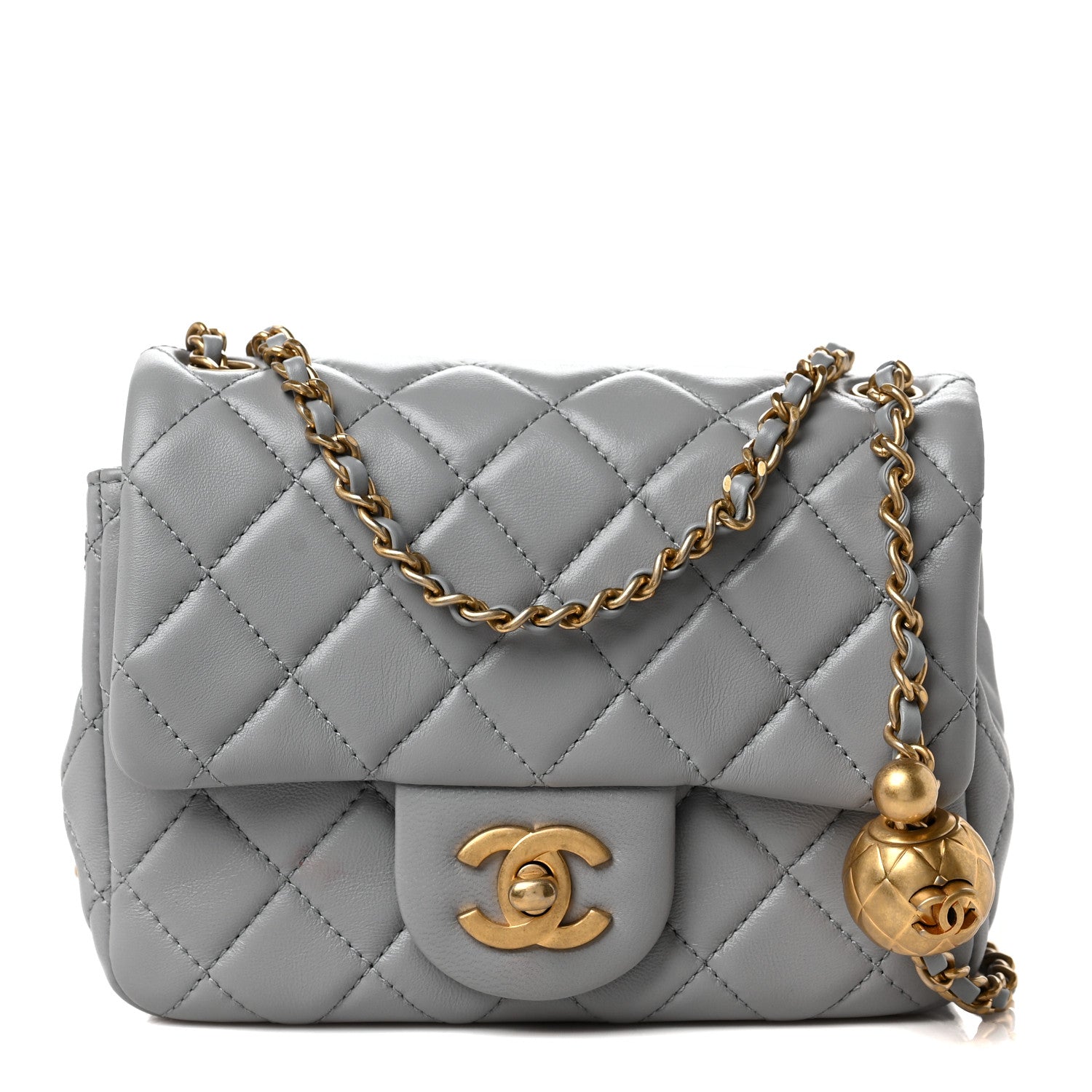 Chanel Lambskin Quilted Mini Pearl Crush Flap Light Grey 1 of 10