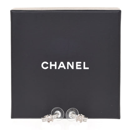 Chanel Crystal CC Hoop Earrings Silver 5 of 5