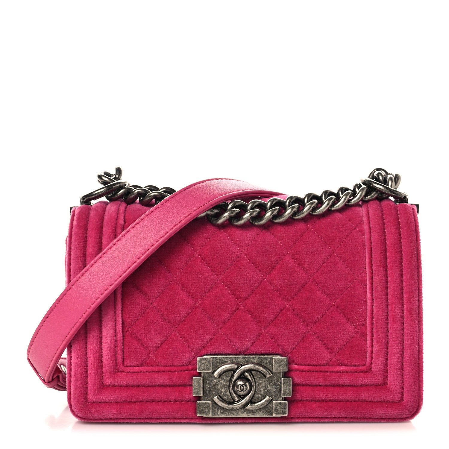 Chanel Velvet Quilted Small Boy Flap Pink 1 of 10