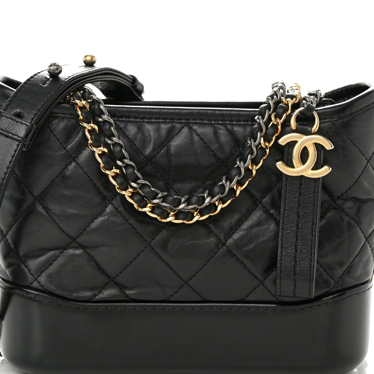 Chanel Aged Calfskin Quilted Small Gabrielle Hobo Black 8 of 10
