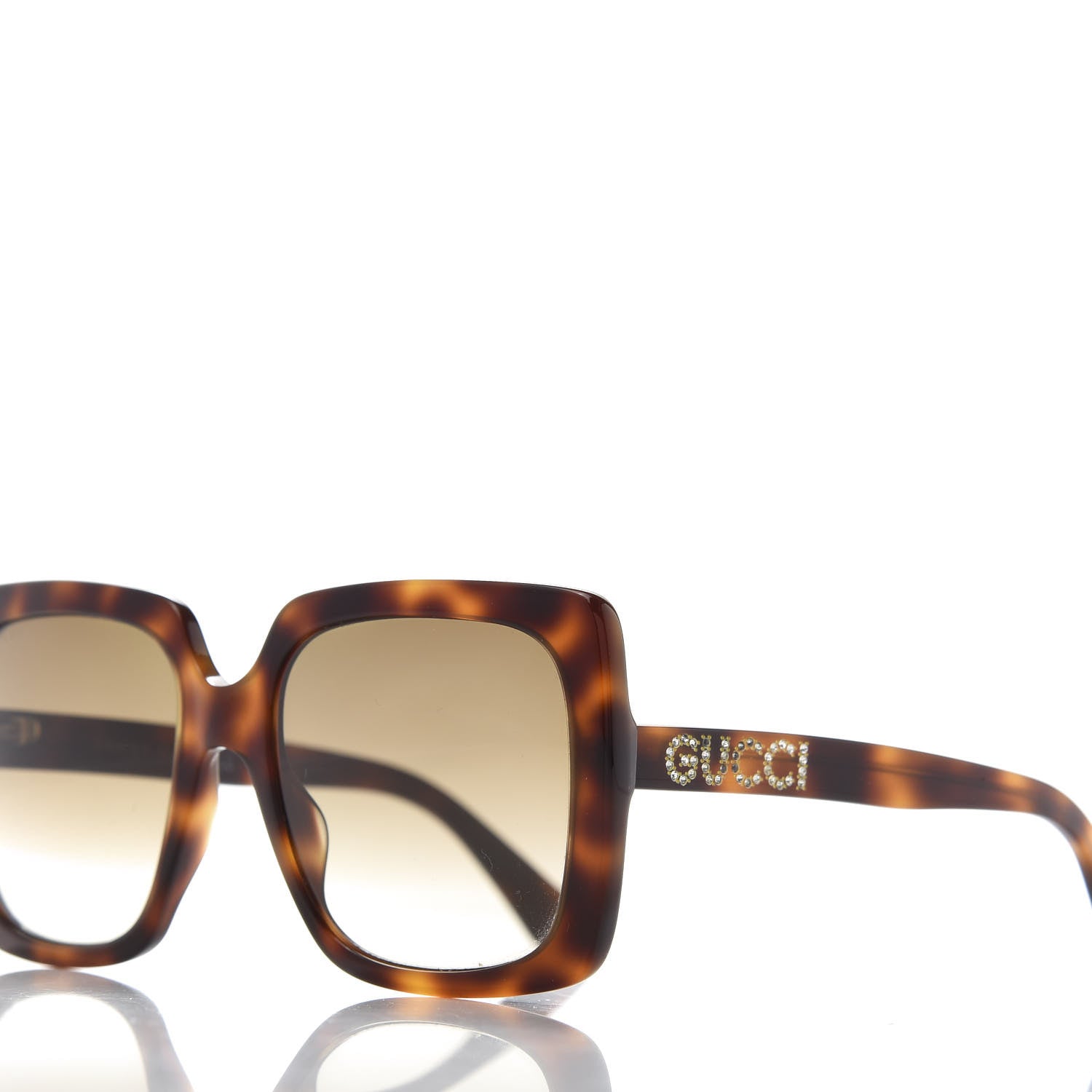 Gucci Acetate Square Frame Crystal Sunglasses GG 0418S Tortoiseshell 7 of 8