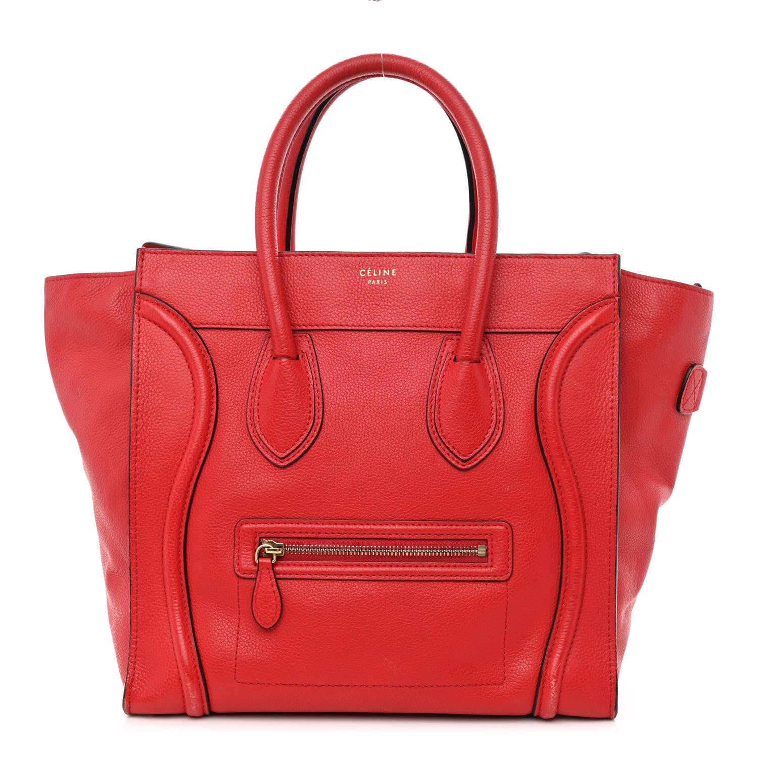 Celine Drummed Calfskin Mini Luggage Coquelicot 1 of 11