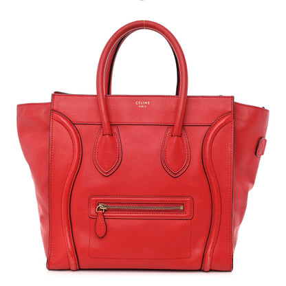 Celine Drummed Calfskin Mini Luggage Coquelicot 1 of 11