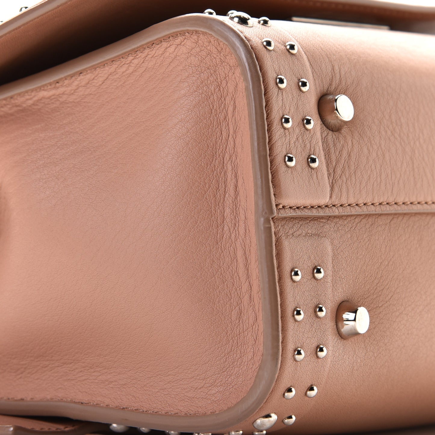 Grained Calfskin Studded Mini Shark Lock Satchel Old Pink