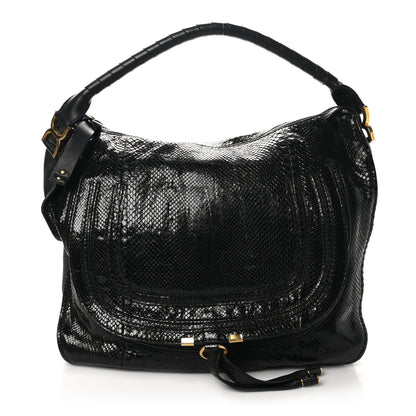 Chloe Snakeskin Large Marcie Hobo Black 1 of 9