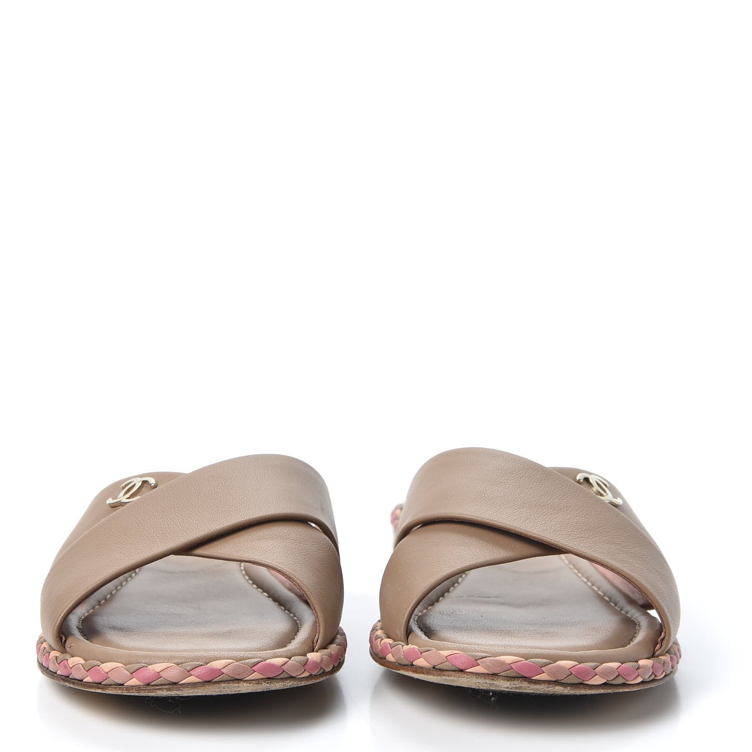 Chanel Lambskin Braided Mule Sandals 38 Light Brown 3 of 10