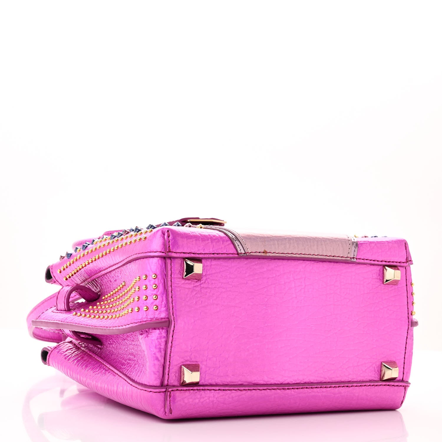 MCM Metallic Calfskin Cyber Studs Mini Milla Tote Electric Pink 4 of 9