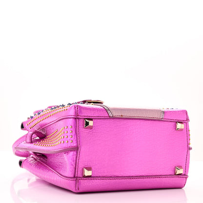 MCM Metallic Calfskin Cyber Studs Mini Milla Tote Electric Pink 4 of 9
