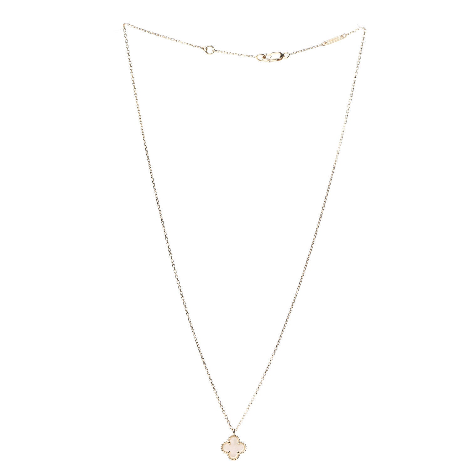 Van Cleef & Arpels 18K Yellow Gold Mother of Pearl Sweet Alhambra Pendant Necklace 2 of 7