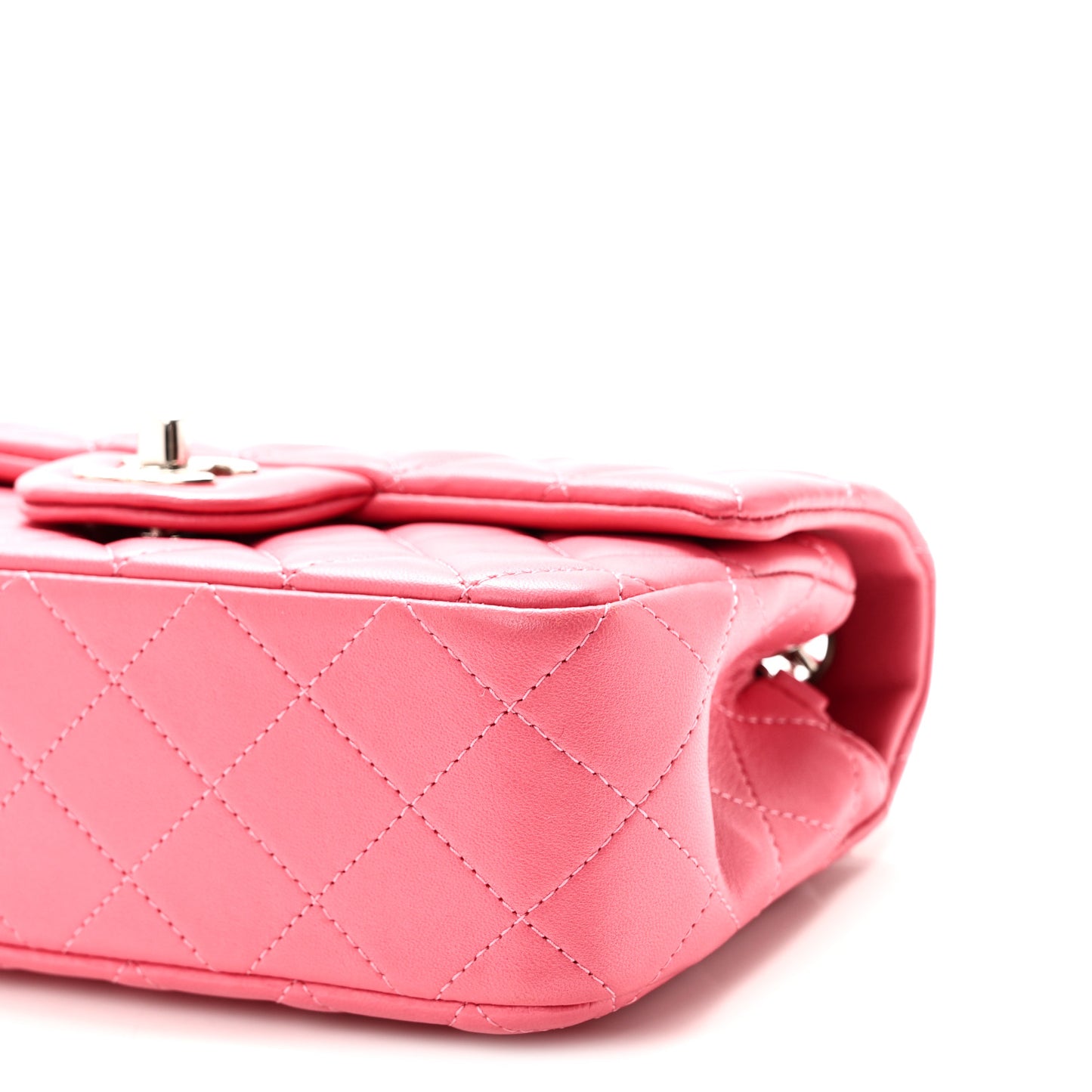 Lambskin Quilted Mini Rectangular Flap Pink