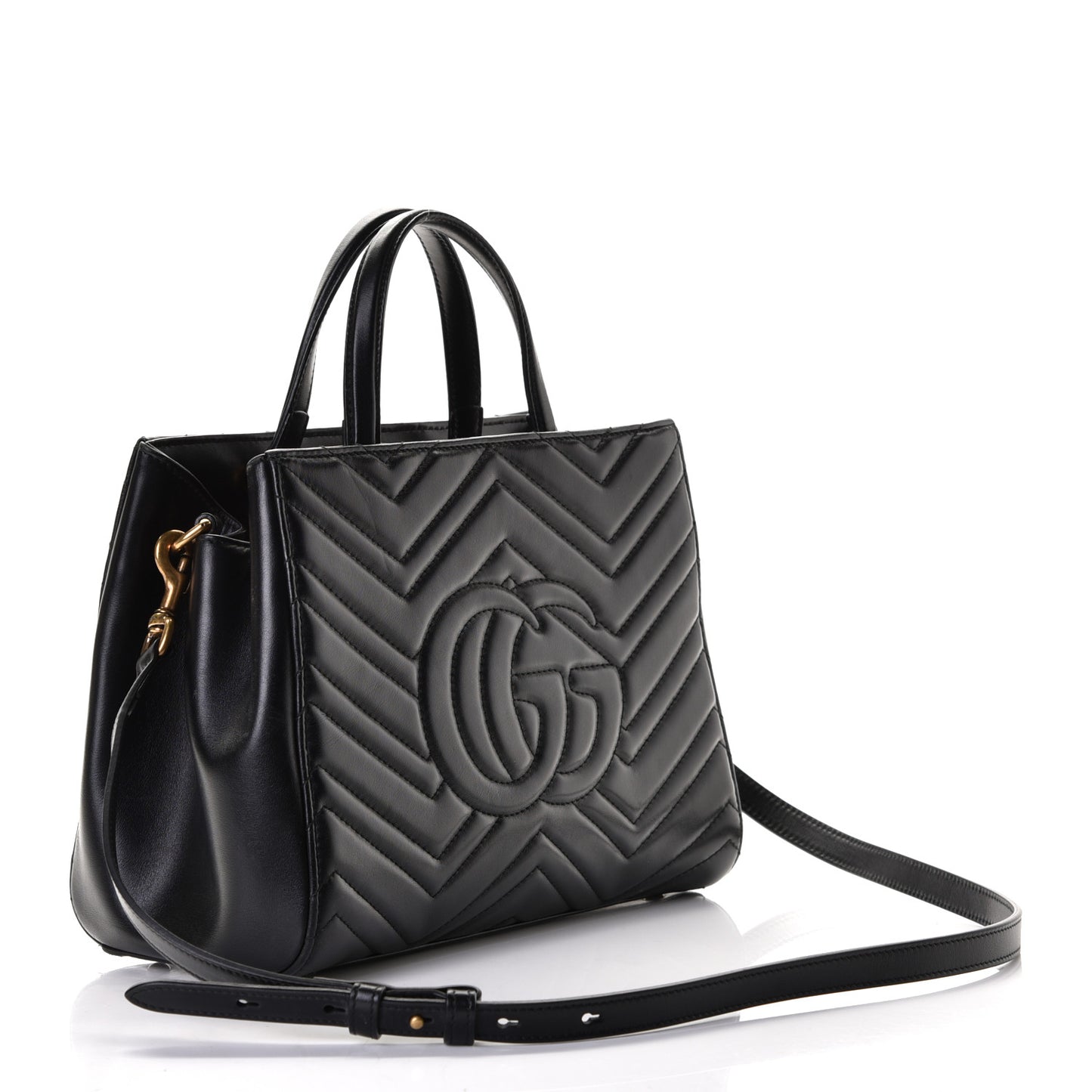 Calfskin Matelasse Small GG Marmont Tote Black