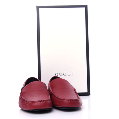 Gucci Calfskin Web Mens Driver Loafers 6.5 Red 11 of 11