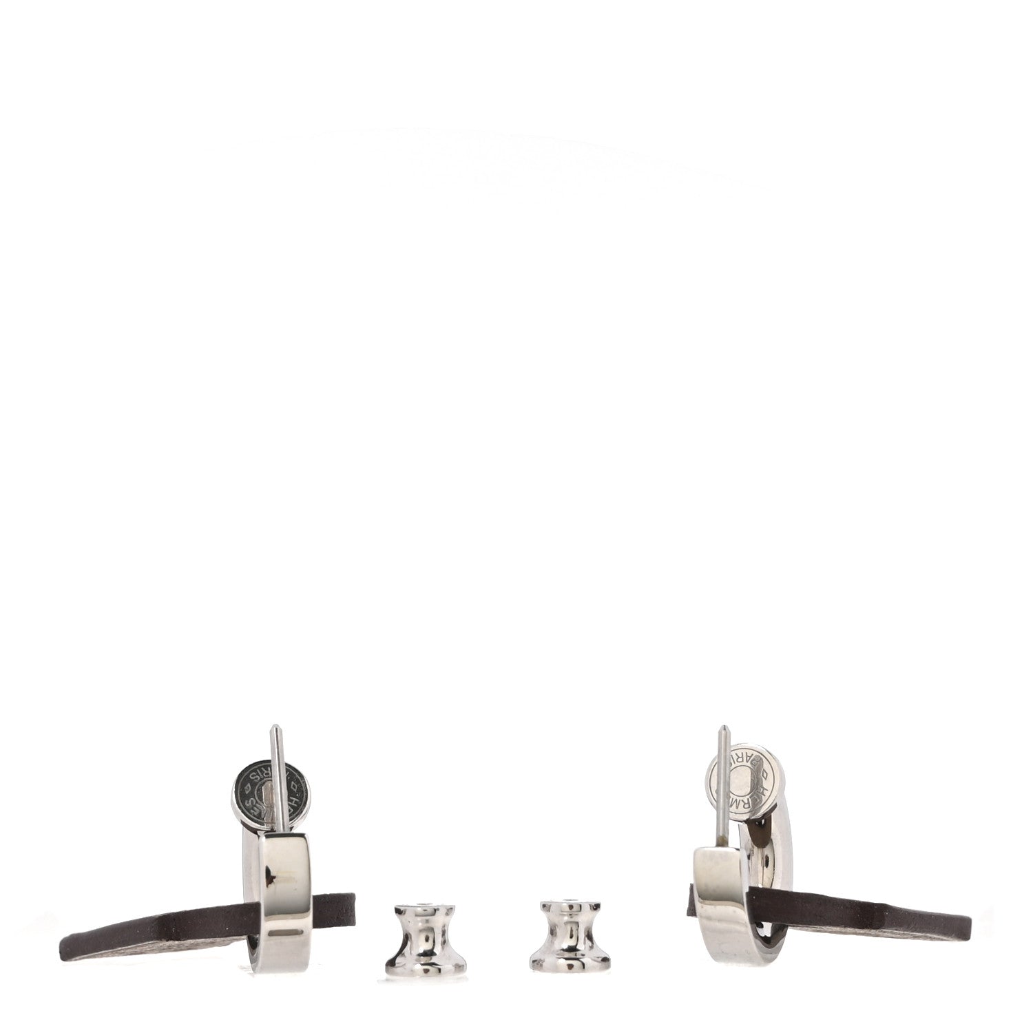 Hermes Palladium Swift O'Kelly Earrings Etoupe 3 of 5