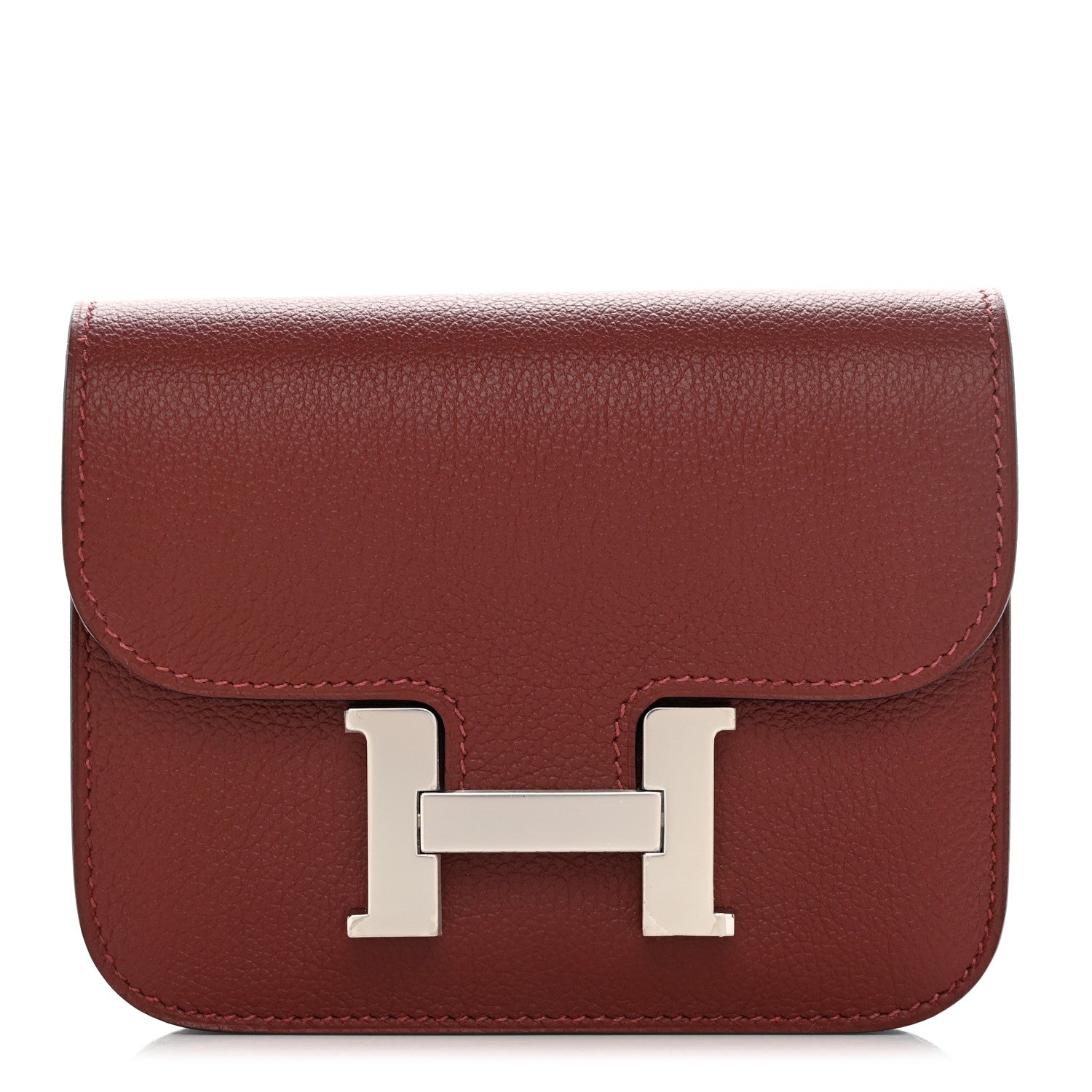 Hermes Evercolor Bi-Color Constance Slim Wallet Rouge H Rose Azalee 1 of 11