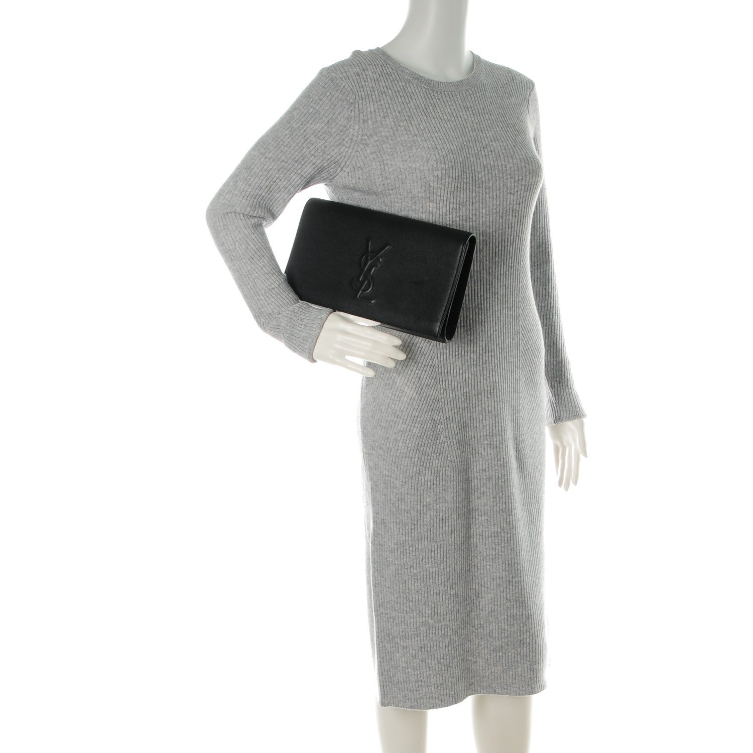 Saint Laurent Calfskin Monogram Large Belle De Jour Clutch Black 2 of 8