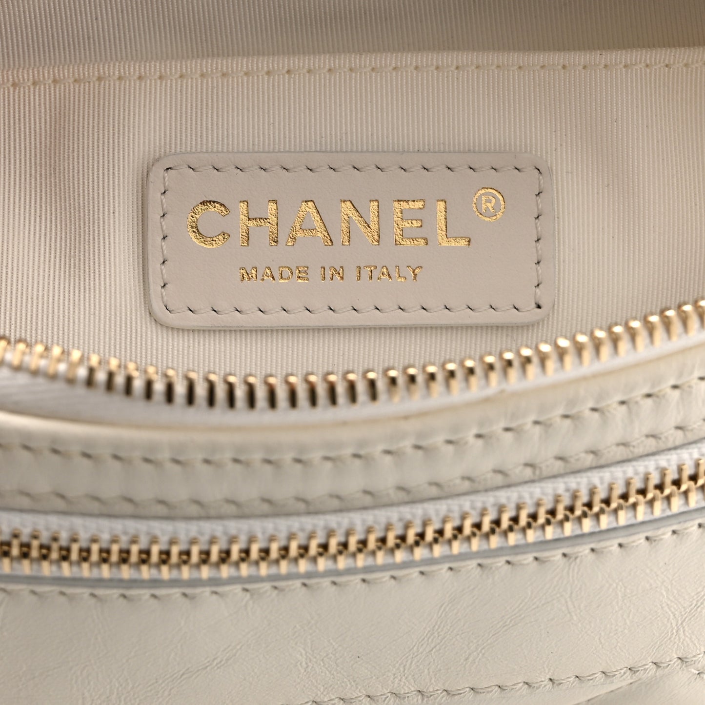 Aged Calfskin Quilted Waist Bag With Coin Purse White