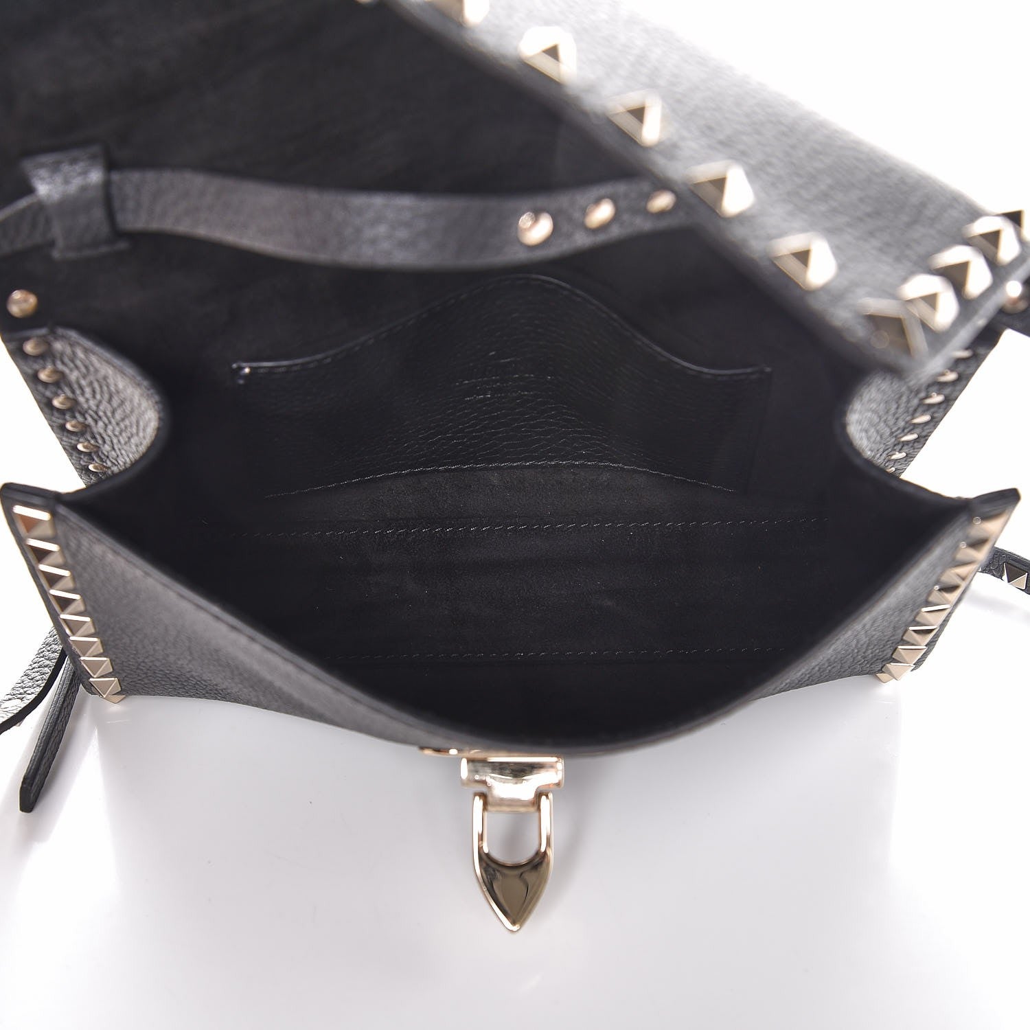 Valentino Garavani Pebbled Calfskin Medium Rockstud Flip Lock Crossbody Bag Black 5 of 7