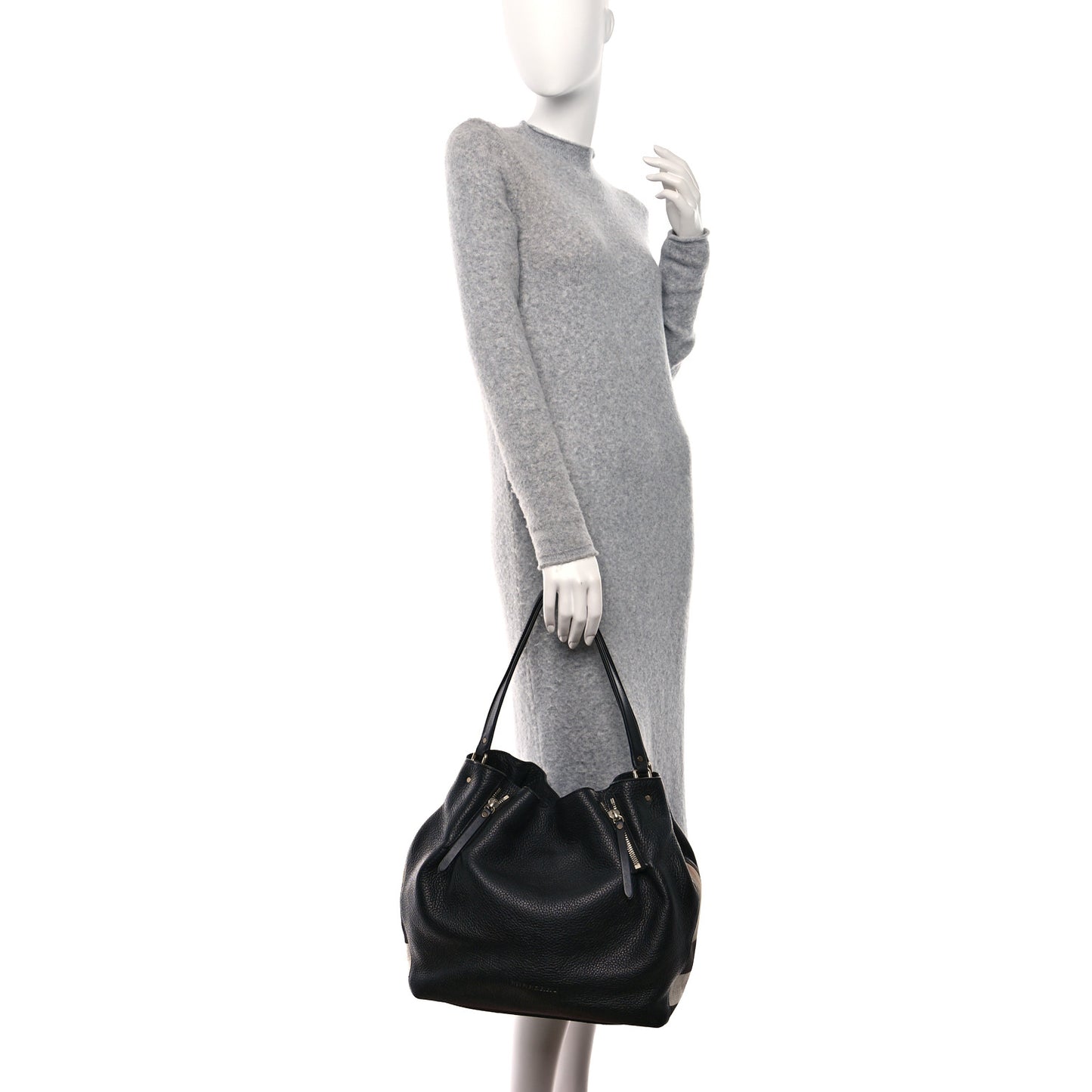 Grainy Calfskin House Check Medium Maidstone Black