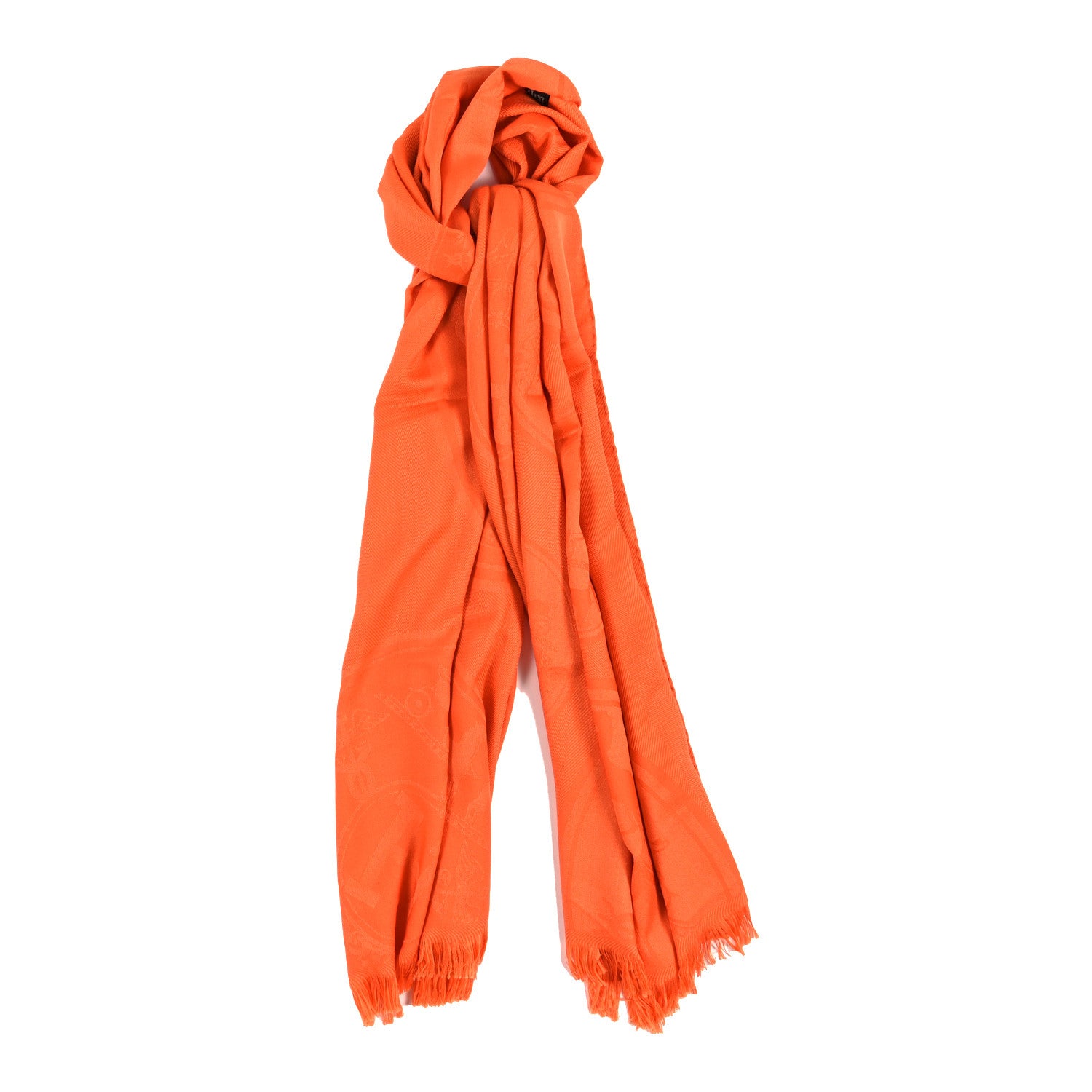 Hermes Cashmere Silk New Libris Stole Orange Exotique 1 of 3