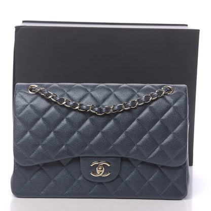 Chanel Iridescent Caviar Quilted Jumbo Double Flap Dark Blue 12 of 12
