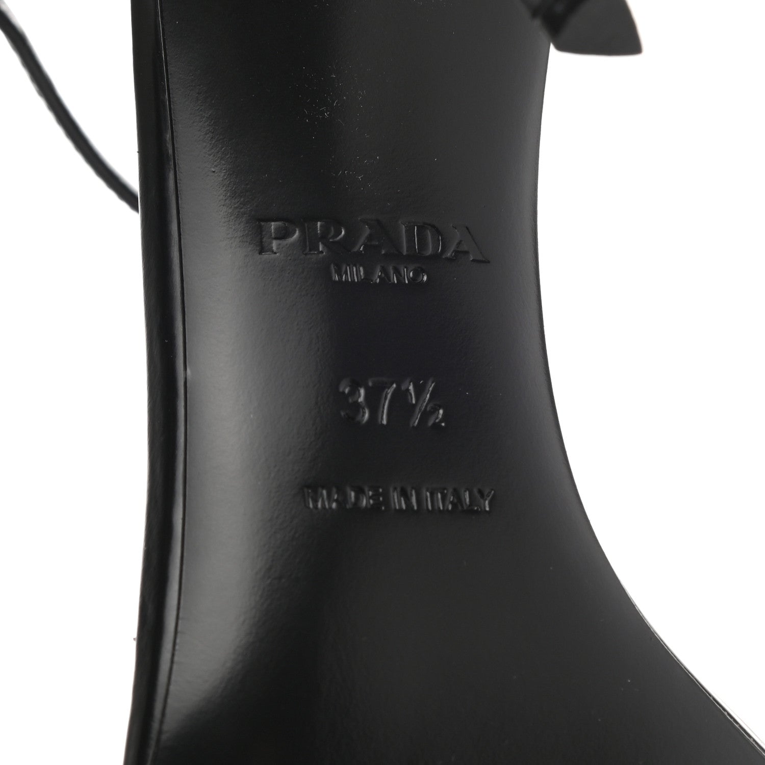 Prada Brushed Calfskin Logo Sandals 37.5 Black 7 of 9