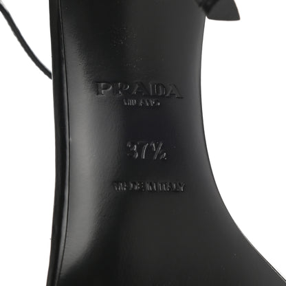 Prada Brushed Calfskin Logo Sandals 37.5 Black 7 of 9