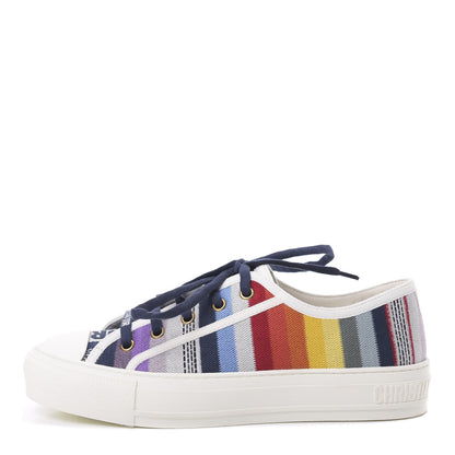 Christian Dior Canvas Rainbow Embroidered Womens Walk'N'Dior Low Top Sneakers 37.5 Multicolor 1 of 7