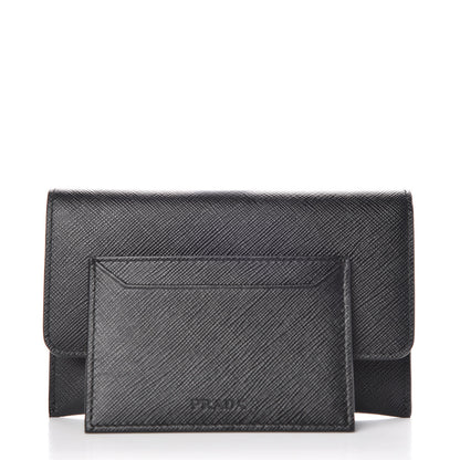 Prada Saffiano Metal Flap Wallet Black 7 of 8