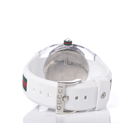 Gucci Stainless Steel Rubber 46mm Sync Web Quartz Watch White 4 of 6